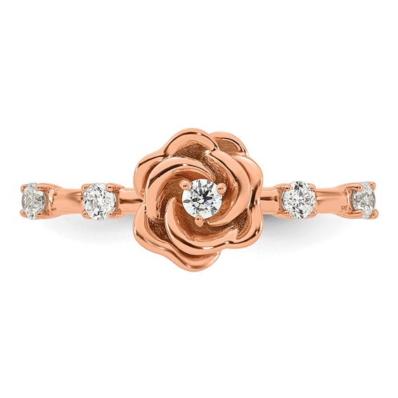 14K Rose Gold Complete Diamond Rose Promise Ring