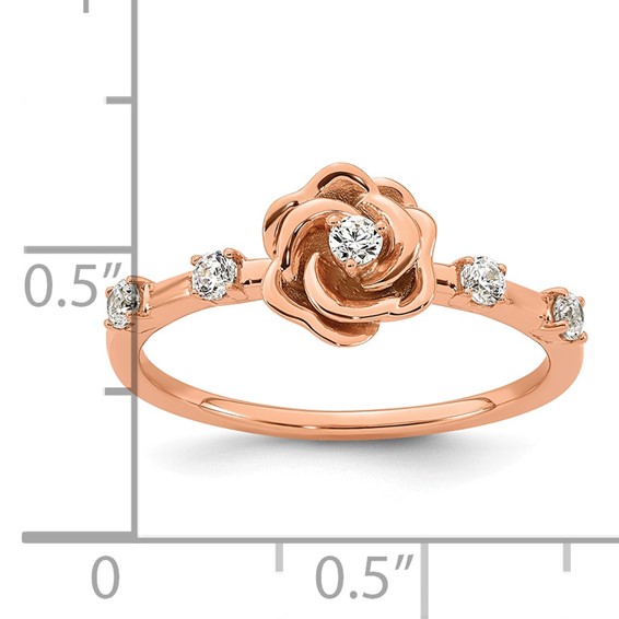 14K Rose Gold Complete Diamond Rose Promise Ring