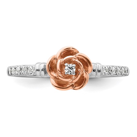 14k Two-tone Complete Diamond Rose Promise Ring