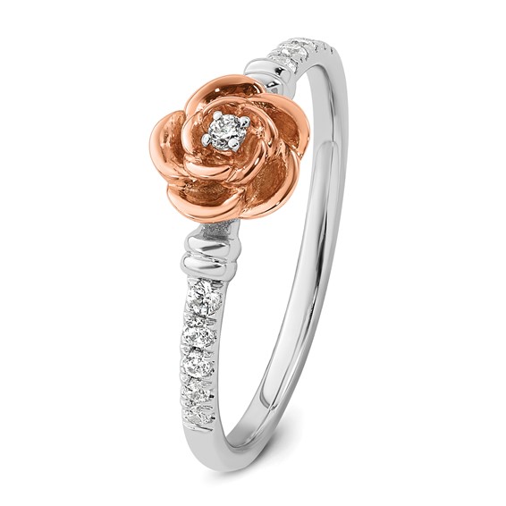 14k Two-tone Complete Diamond Rose Promise Ring