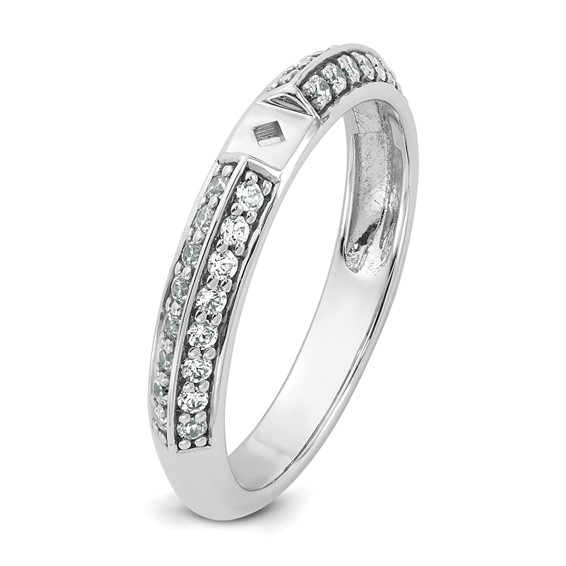 14k White Gold Polished Semi-mount Diamond Peg Set Engagement Ring