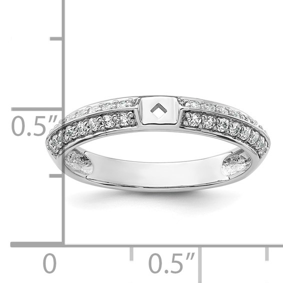 14k White Gold Polished Semi-mount Diamond Peg Set Engagement Ring
