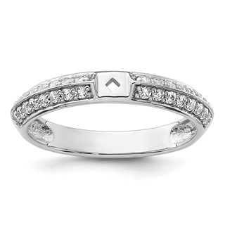 14k White Gold Polished Semi-mount Diamond Peg Set Engagement Ring
