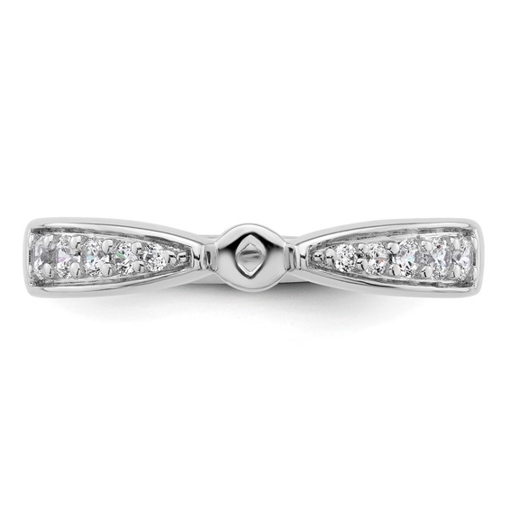 14k White Gold Polished Semi-mount Diamond Peg Set Engagement Ring