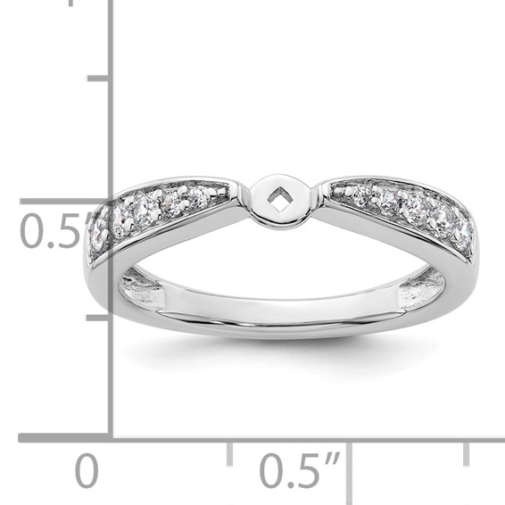 14k White Gold Polished Semi-mount Diamond Peg Set Engagement Ring