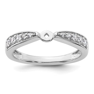 14k White Gold Polished Semi-mount Diamond Peg Set Engagement Ring