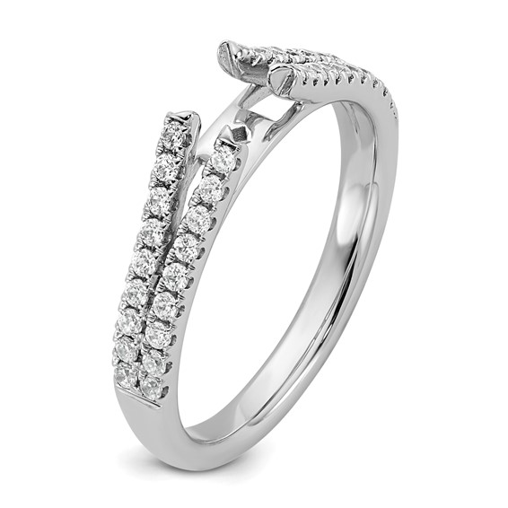 14k White Gold Polished Semi-mount Diamond Peg Set Engagement Ring