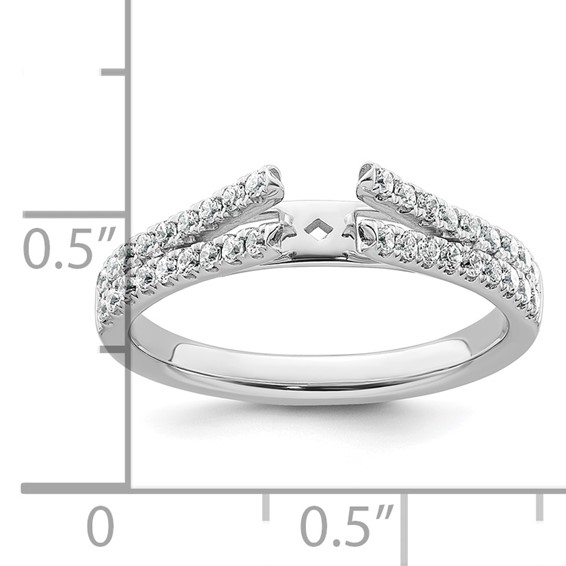 14k White Gold Polished Semi-mount Diamond Peg Set Engagement Ring