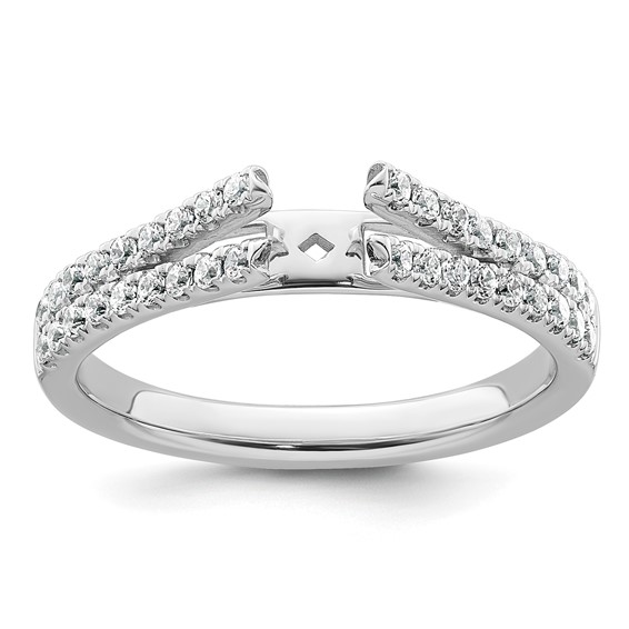 14k White Gold Polished Semi-mount Diamond Peg Set Engagement Ring