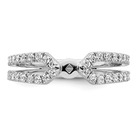14k White Gold Polished Semi-mount Diamond Peg Set Engagement Ring
