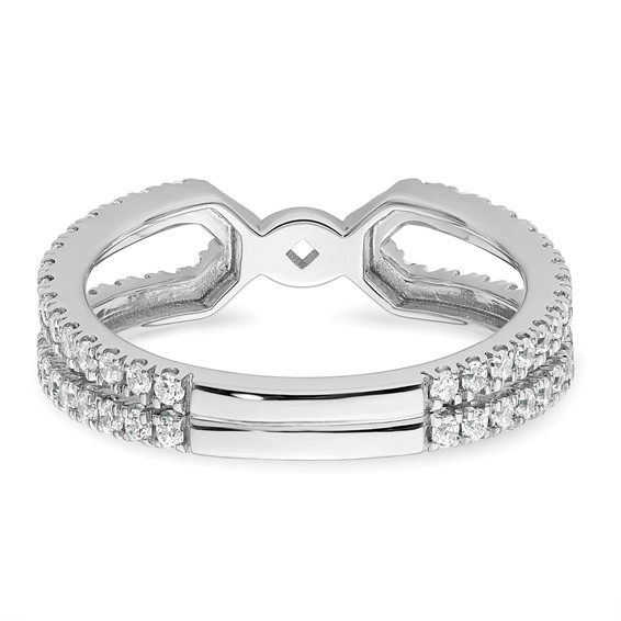 14k White Gold Polished Semi-mount Diamond Peg Set Engagement Ring