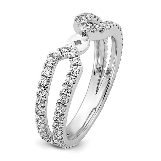 14k White Gold Polished Semi-mount Diamond Peg Set Engagement Ring