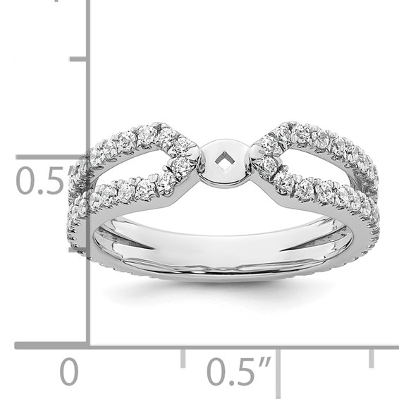 14k White Gold Polished Semi-mount Diamond Peg Set Engagement Ring