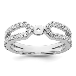 14k White Gold Polished Semi-mount Diamond Peg Set Engagement Ring