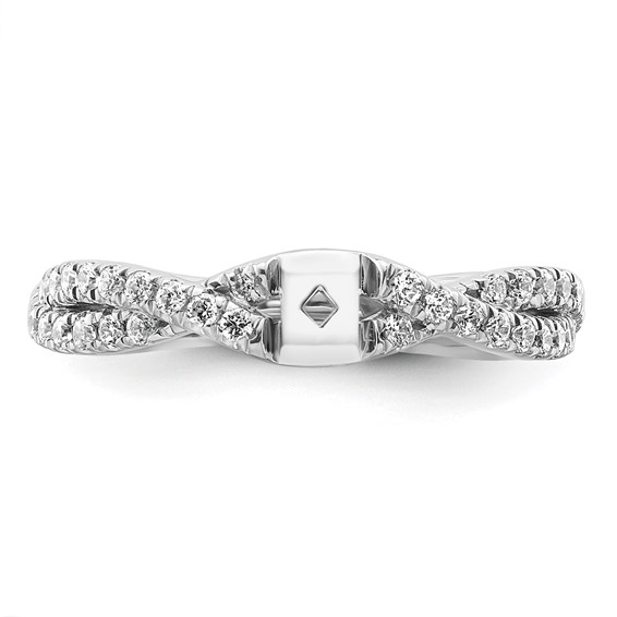 14k White Gold Semi-mount Diamond Peg Set Twisted Engagement Ring