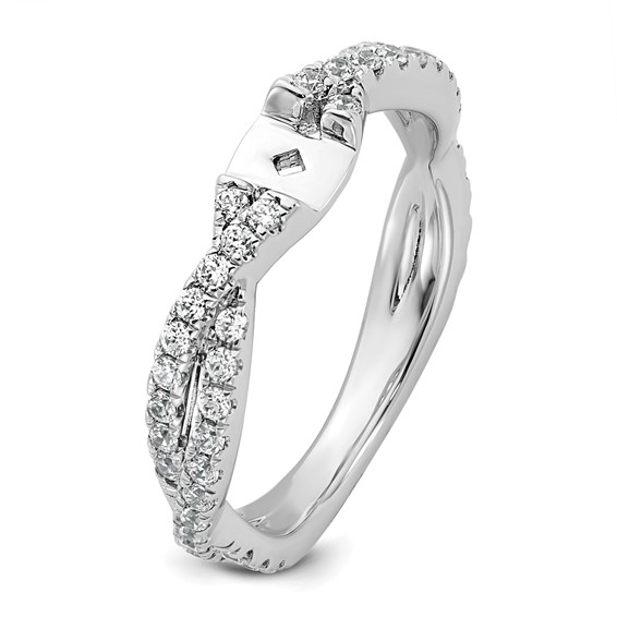 14k White Gold Semi-mount Diamond Peg Set Twisted Engagement Ring