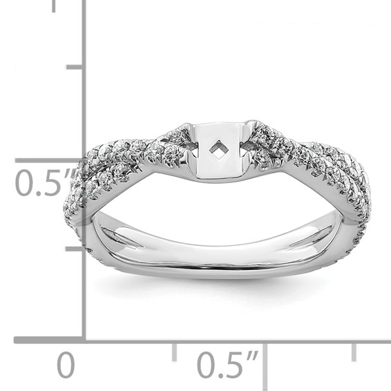 14k White Gold Semi-mount Diamond Peg Set Twisted Engagement Ring
