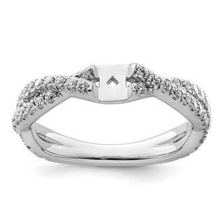14k White Gold Semi-mount Diamond Peg Set Twisted Engagement Ring
