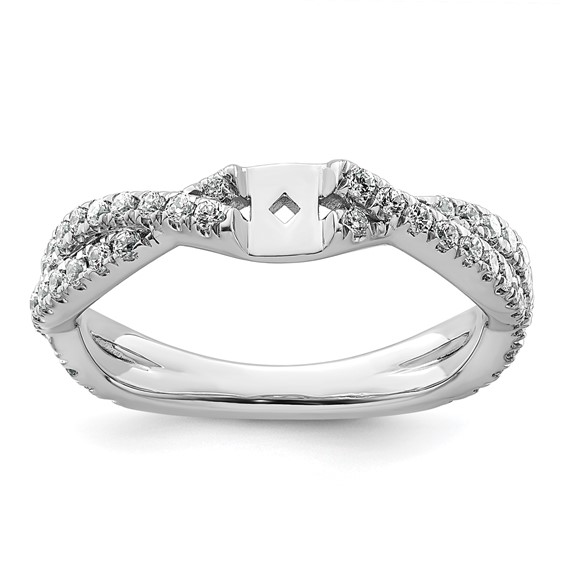 14k White Gold Semi-mount Diamond Peg Set Twisted Engagement Ring