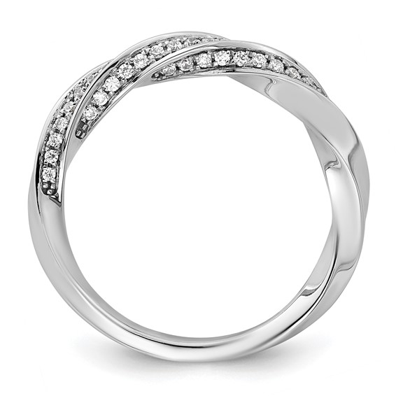 14k White Gold Complete Diamond Twisted Wedding Band
