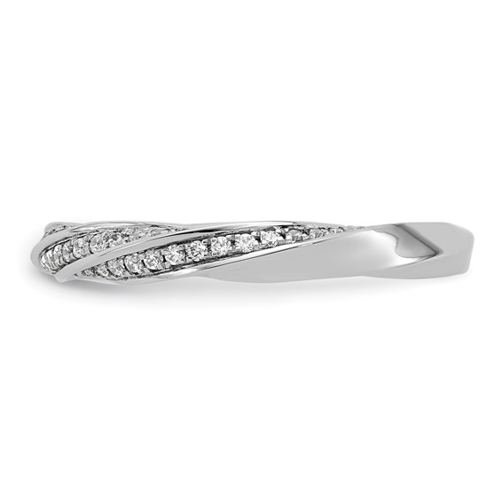 14k White Gold Complete Diamond Twisted Wedding Band