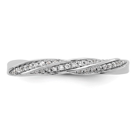 14k White Gold Complete Diamond Twisted Wedding Band