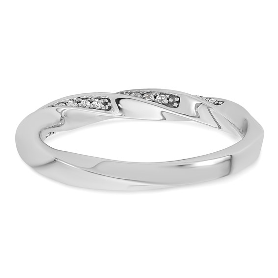 14k White Gold Complete Diamond Twisted Wedding Band
