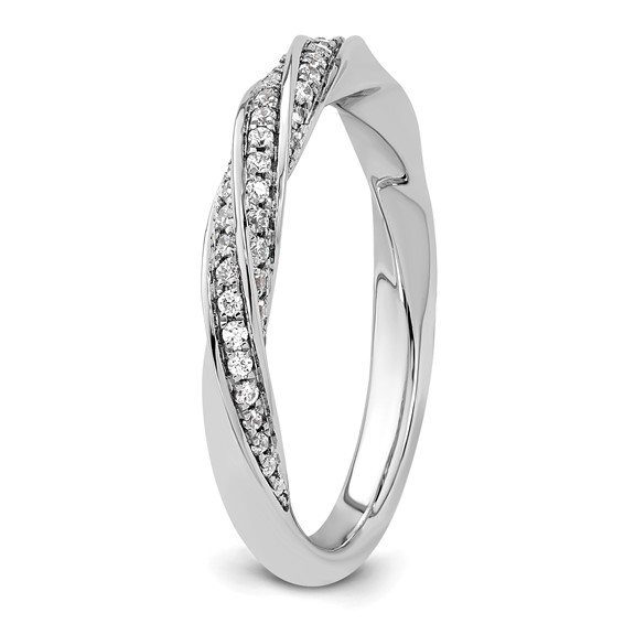 14k White Gold Complete Diamond Twisted Wedding Band