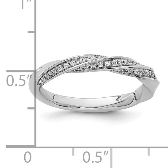 14k White Gold Complete Diamond Twisted Wedding Band