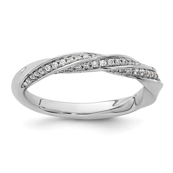 14k White Gold Complete Diamond Twisted Wedding Band