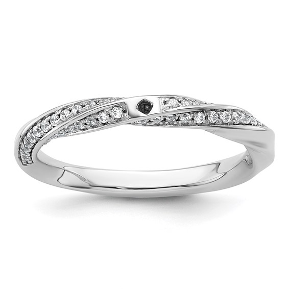 14k White Gold Semi-mount Diamond Peg Set Twisted Engagement Ring