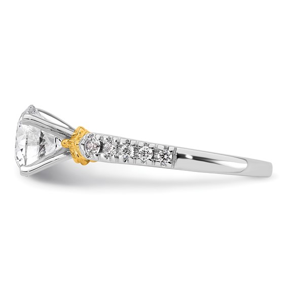 14k Two-tone Semi-mount Diamond Peg Set Leaf Engagement Ring