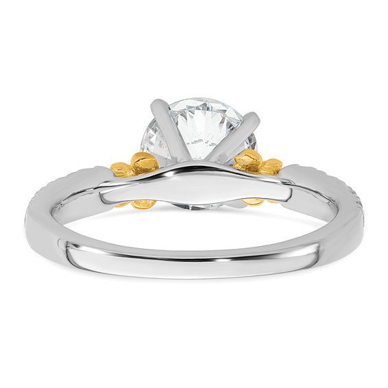 14k Two-tone Semi-mount Diamond Peg Set Leaf Engagement Ring