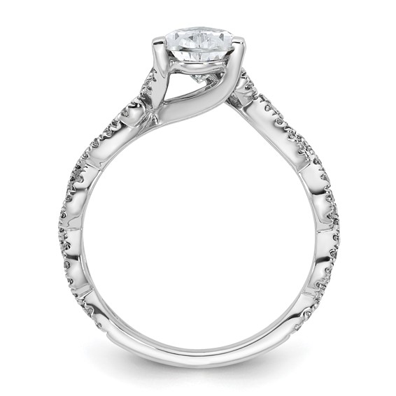 14k White Gold Semi-Mount Diamond Pear Center Twist Engagement Ring
