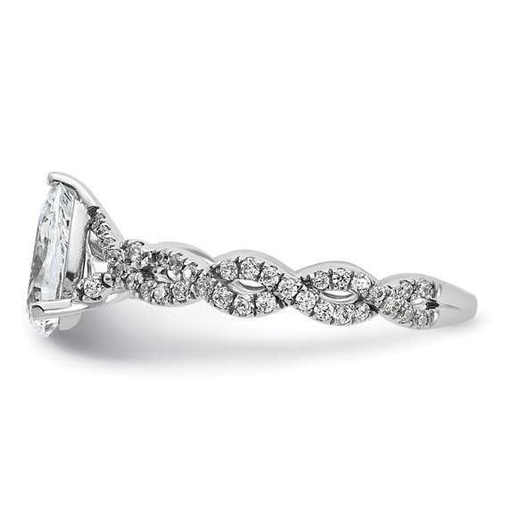 14k White Gold Semi-Mount Diamond Pear Center Twist Engagement Ring