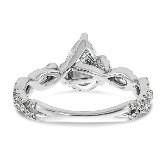 14k White Gold Semi-Mount Diamond Pear Center Twist Engagement Ring