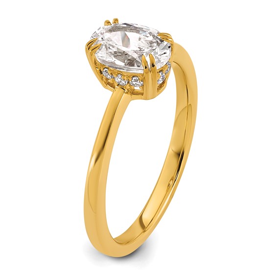 14k Semi-mount Diamond Basket Oval Center Engagement Ring
