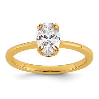 14k Semi-mount Diamond Basket Oval Center Engagement Ring