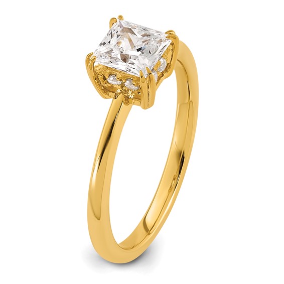 14k Semi-mount Diamond Basket Princess Center Engagement Ring