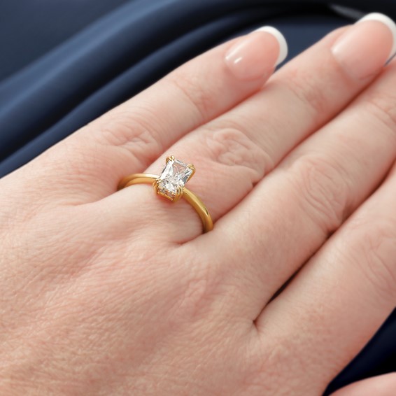 14k Semi-mount Diamond Basket Radiant Center Engagement Ring