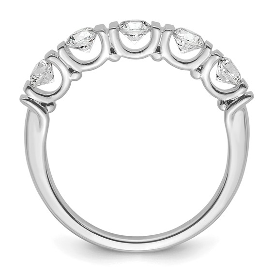 14k White Gold Complete Diamond Tension Set 5-Stone Wedding Band