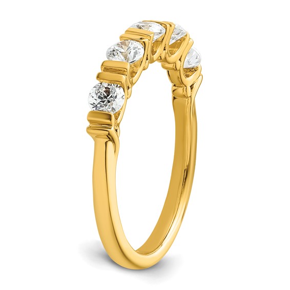 14k Complete Diamond Tension Set 5-Stone Wedding Band