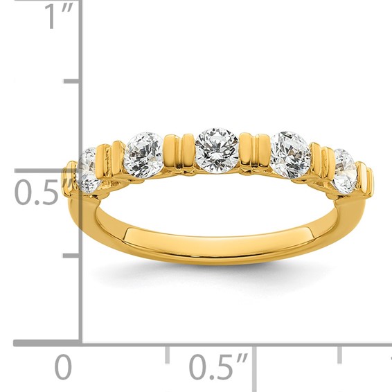 14k Complete Diamond Tension Set 5-Stone Wedding Band