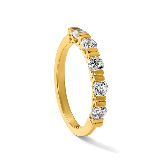 14k Complete Diamond Tension Set 5-Stone Wedding Band