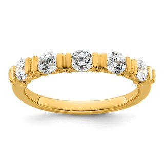 14k Complete Diamond Tension Set 5-Stone Wedding Band