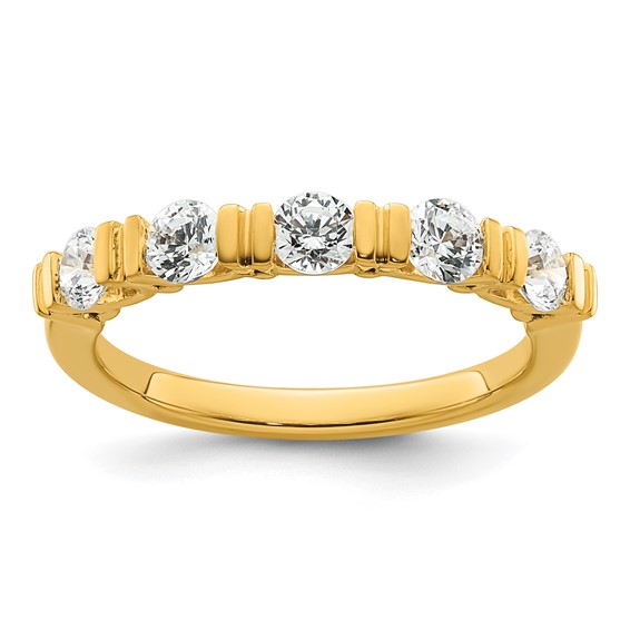 14k Complete Diamond Tension Set 5-Stone Wedding Band