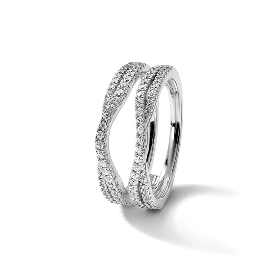 14k White Gold 5/8 carat Lab Grown Diamond VS+ F+ Complete Ring Guard