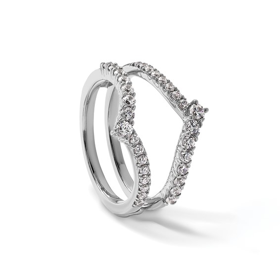 14k White Gold Complete Diamond Ring Guard