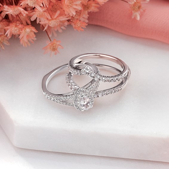 14k White Gold Complete Diamond Ring Guard