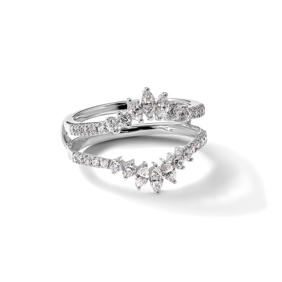 14k White Gold Complete Diamond Ring Guard